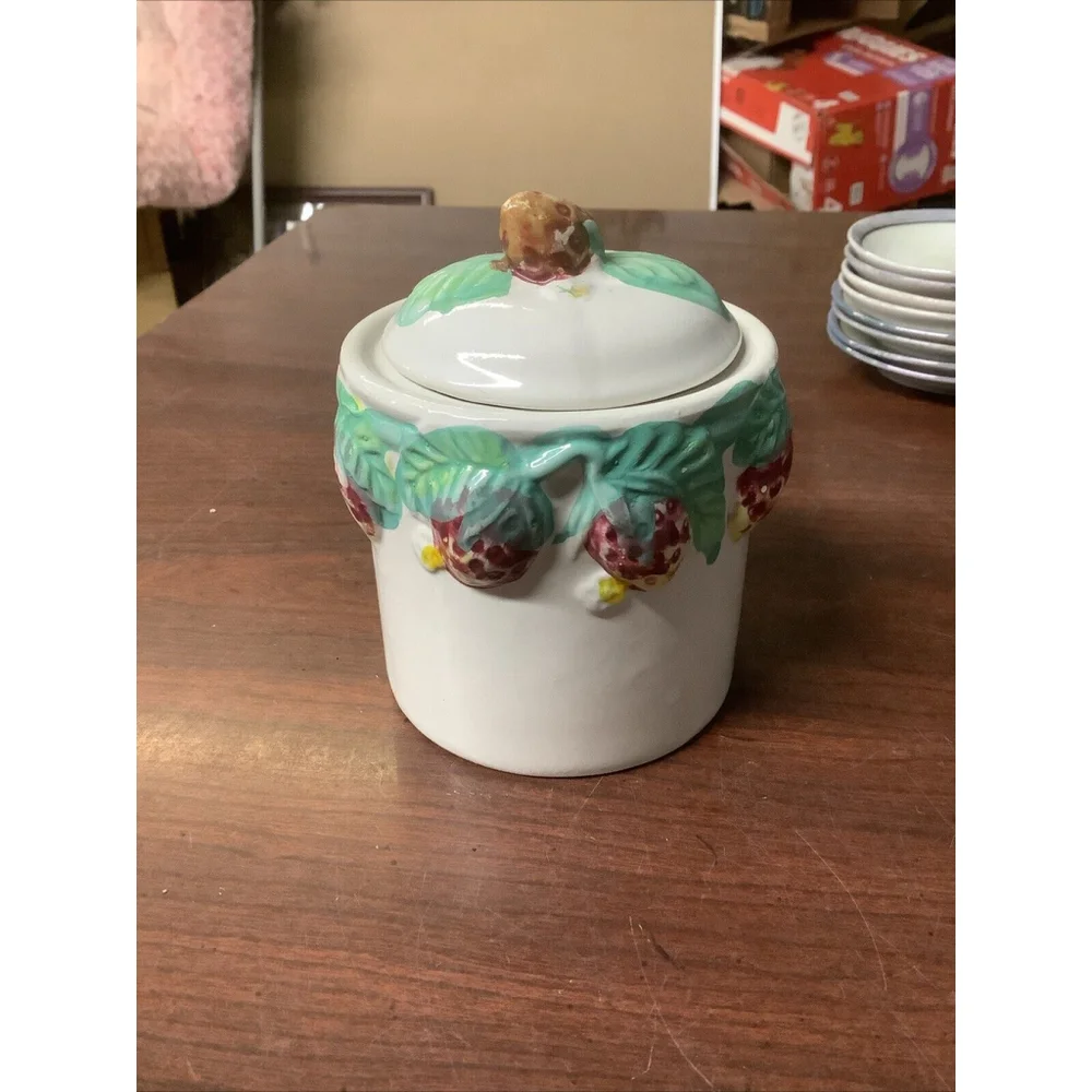 Vintage Jelly Jar Strawberry Hand Painted
